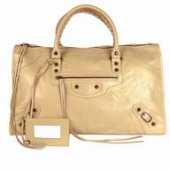 Balenciaga Work Classic Coppery Button Lambskin Bag Khaki B6112801