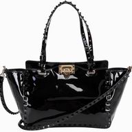 Valentino Rockstud Patent Small Handbag Black VA53533