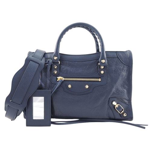 Balenciage City Lambskin Gold hardware Classic Bag Blue Black B2054982