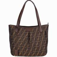 FENDI Classic Calfskin Jacquard Weave Shoulder Bag In Coffee F5710203