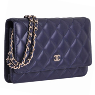 Chanel Lambskin Gold Chain Woc Bag Deep Blue A33814DLSY