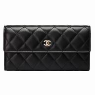 Chanel Classic Rhpmboids Stripe Lambskin Wallet Black C7041604