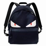 Fendi Monster Cowskin Nylon Backpack Deep Blue F1548902