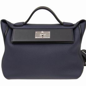 Hermes Togo Leather Palladium Plated Hardware 24/24 29cm Bag In 2Z/89 Navy Blue 242429CMABTGSS