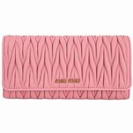 Miu Miu Matelasse Nappa Wrinkle Wallet In Pink M6122904