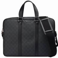 Gucci Briefcase GG Calfskin Bag In Gray Black G5060934
