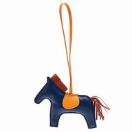 Hermes Horse lambskin Handbag Hanging Omarment In Deep Blue/ Orange H6122107