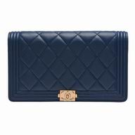 Chanel Classic Rhpmboids Stripe Lambskin Wallet Navy Blue C7041606