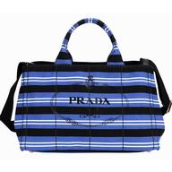 Prada Denim Canapa Stampata Triangle Logo Bag Black/Blue BN58569