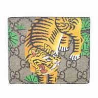 Gucci Bengal Tiger Printing Calfskin Wellets In Khaki G7040801