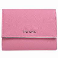 Prada Saffiano Pattina Embossment Logo Cowhide Loose Change Wallet In Peach Pink PR61017020