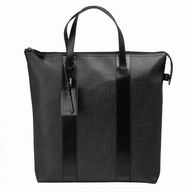 Fendi Classic FF Logo PVC Zipper Handle Bag Black F6120723