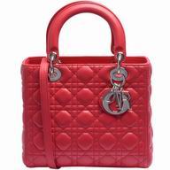Christian Dior Lady Dior Lambskin Leather Medium Bag Rose Red DB199688