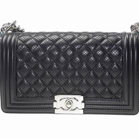 Chanel Black Lambskin Leather Medium Boy Bag Silver Hardware A90163LBLK