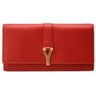 YSL Chye Leather Clutch Y Calfskin Wallets In Red YSL5184601