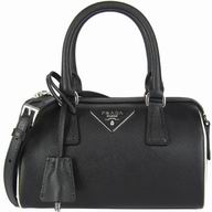 Prada Saffiano Lux Triangle Logo Boston Mini Bag Black PBL846Y