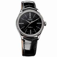 Rolex Cellini Time Automatic 39mm Crocodile Stainless Steel Watch Black R7030709