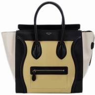 Celine Calfskin Nano Luggage Bag Black/Yellow/Beige CE44896
