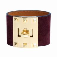 Hermes Kelly Dog Extreme Chamois Cowskin Bracelet Purple/ Gold H7022106