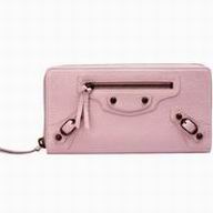 Balenciaga Continental Goatskin Aged Brass Hardware Wallets Light Pink B2055125