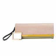 FENDI Classic Rush Pochette Cowhide Leather Handle Bag Pink/White/Green F5327250