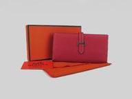 Hermes Dogon Clemence Leather Wallet In Red H0005H