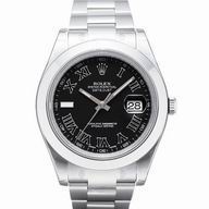 Rolex Datejust Automatic 41mm Stainless Steel Watch Black R116300-2