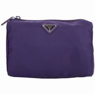 Prada Classic Triangle Logo Nylon Cosmetic Bag Purple P7010405