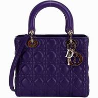 Dior Lady Dior Lambskin Leather Bag Purple D2899