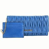 Miu Miu Matelasse Nappa Wrinkle Wallet In Blue M6122911