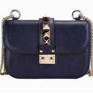 Valentino Glam Lock Calfskin Mini Bag Deep Blue VA54513