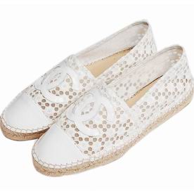 Chanel CC Patent Leather Espadrilles Penelope Shoes G29762-WHITE