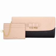 Miu Miu Madras Bowknot Nappa Zipper Wallet In Black/Compliexion M7042604
