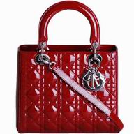 Dior Lady Dior Cannage Patent Leather In Red D3496