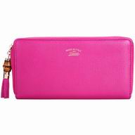 Gucci Swing Calfskin Zipper Wallet In Peach Red G7041102