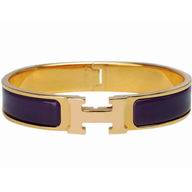 Hermes Click H Logo Enamelled Bracelet Rose Purple & Gold H58965
