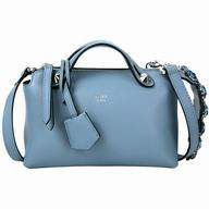 Fendi By The Way Mini Calfskin Boston Handbag Blue F1548659