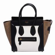 Celine Luggage Micro Calfskin Bag Black/White/Coffee CE236B55