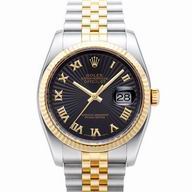 Rolex Datejust Automatic 37mm 18K Gold Stainless Steel Watch Black R116233-9
