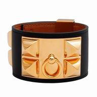 Hermes Clic H Logo Goatskin Bracelet Black/ Gold H7022104