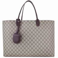 Gucci Calfskin Two Sided Tote Bag In Khaki Dark Coffee G5594604