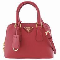 Prada Lux Saffiano Classic Triangle Logo Cowhide Handle/Shoulder Bag Red PR61017010