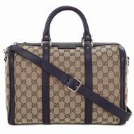 Gucci Vintage Web Blue Cowhide With GG Fabric Boston Bag 247205-F4CMG-9764