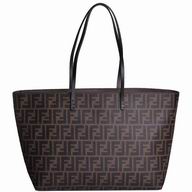 Fendi Shopping Roll Bag FF Logo Calfskin Tote Bag Coffee F6120717