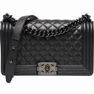 Chanel Black Grain Lambskin Shiny Black Hardware Medium Boy Bag A809A78