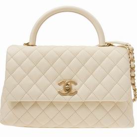 Chanel Calfskin Leather Coco Handle Anti-Silver Hardware Off-White A92991CWHTGP
