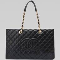chaneI Caviar Large Grand Shopper Tote Bag Black(Gold) A58728